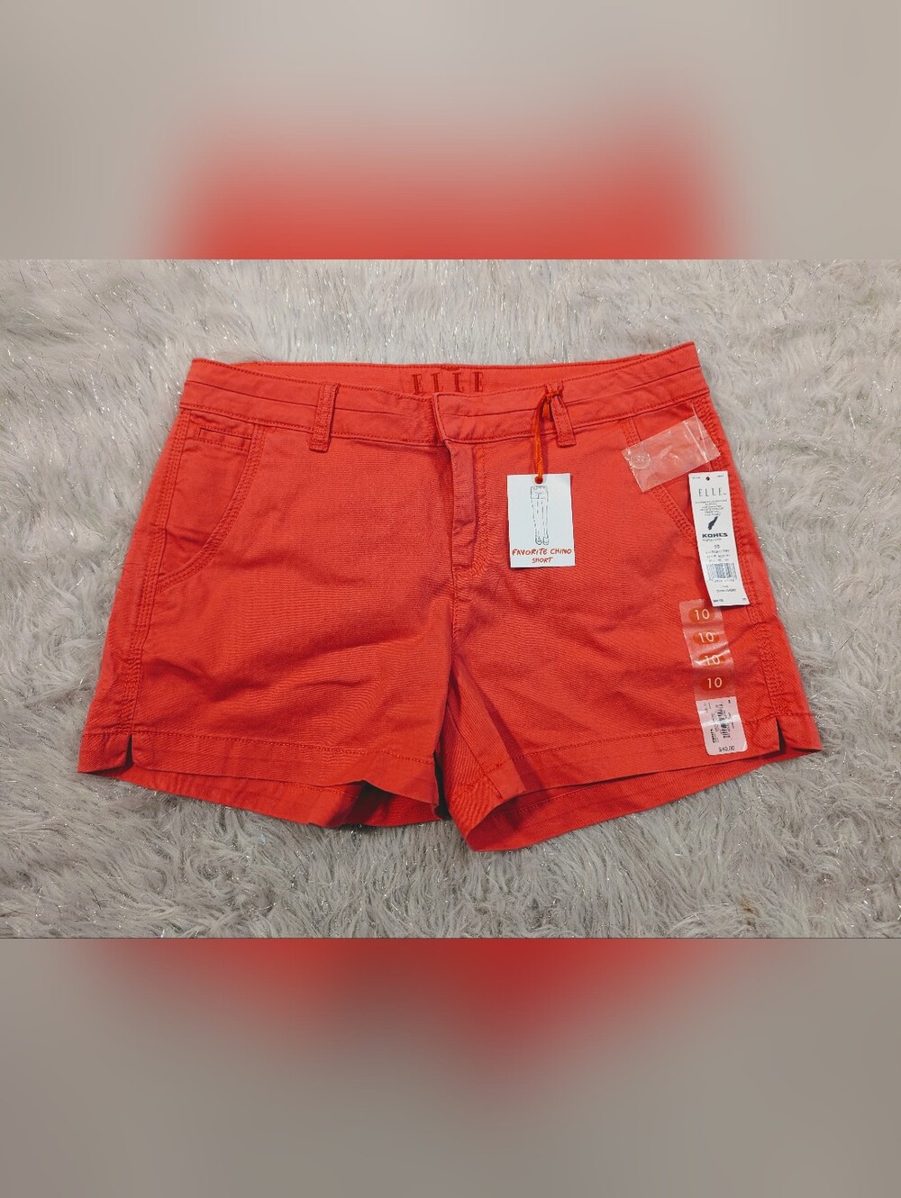 ELLE Pink and White Chino Shorts Duo Women's Size 10 - Picture 3 of 10